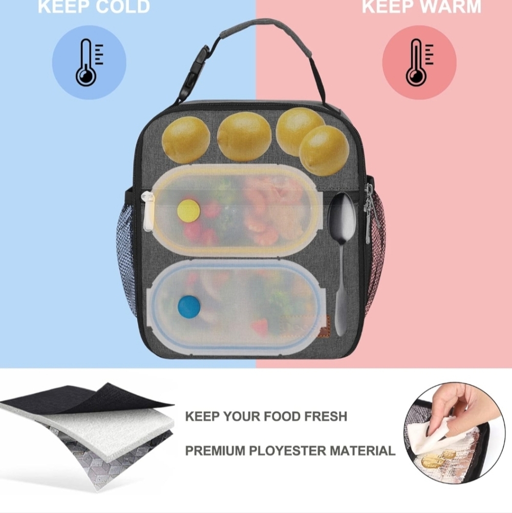 Lunch Bag Reusable Small Lunch Box for Men Insulated Portable Lunchbox NwT - Picture 7 of 7